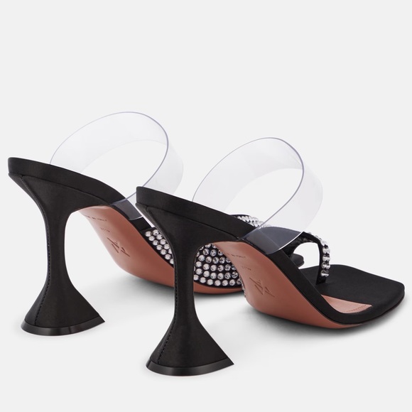 AMINA MUADDI Paloma Crystal Slipper Black Satin - Picture 4 of 16
